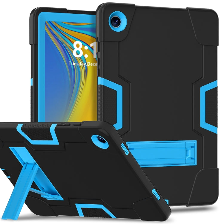 For Samsung Galaxy Tab A9+ Contrast Color Silicone PC Tablet Case with Holder(Black + Blue) by bashfashion