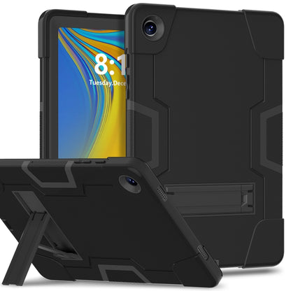 For Samsung Galaxy Tab A9+ Contrast Color Silicone PC Tablet Case with Holder(Black) by bashfashion