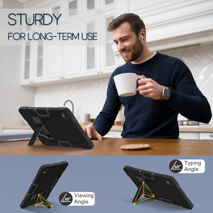 For Samsung Galaxy Tab A9+ Contrast Color Silicone PC Tablet Case with Holder(Black) by bashfashion