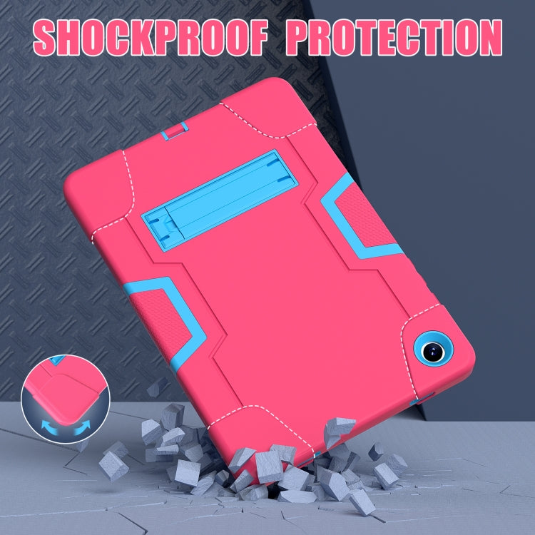 For Samsung Galaxy Tab A9+ Contrast Color Silicone PC Tablet Case with Holder(Rose Red + Blue) by bashfashion