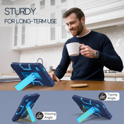 For Samsung Galaxy Tab A9 Contrast Color Silicone PC Tablet Case with Holder(Navy Blue + Blue) by bashfashion