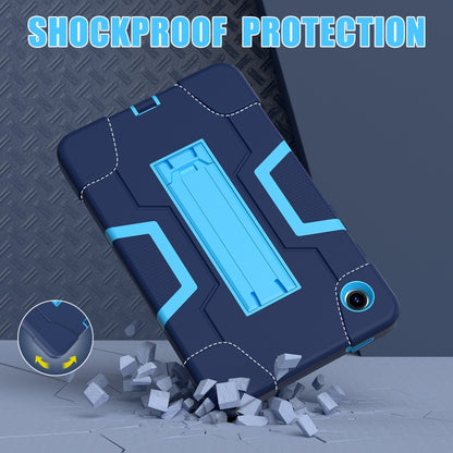 For Samsung Galaxy Tab A9 Contrast Color Silicone PC Tablet Case with Holder(Navy Blue + Blue) by bashfashion