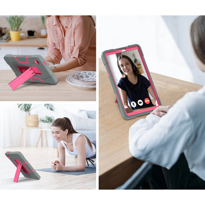 For Samsung Galaxy Tab A9 Contrast Color Silicone PC Tablet Case with Holder(Grey + Rose Red) by bashfashion