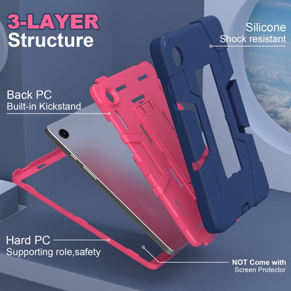 For Samsung Galaxy Tab A9 Contrast Color Silicone PC Tablet Case with Holder(Navy Blue + Rose Red) by bashfashion