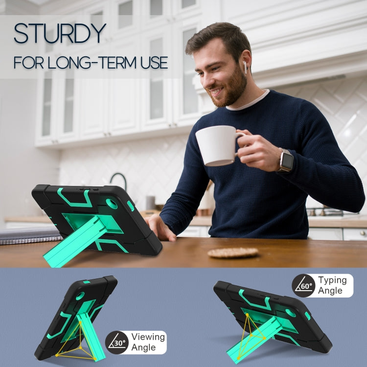 For Samsung Galaxy Tab A9 Contrast Color Silicone PC Tablet Case with Holder(Black + Mint Green) by bashfashion