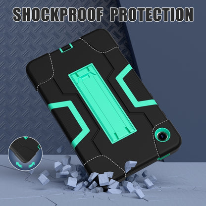 For Samsung Galaxy Tab A9 Contrast Color Silicone PC Tablet Case with Holder(Black + Mint Green) by bashfashion