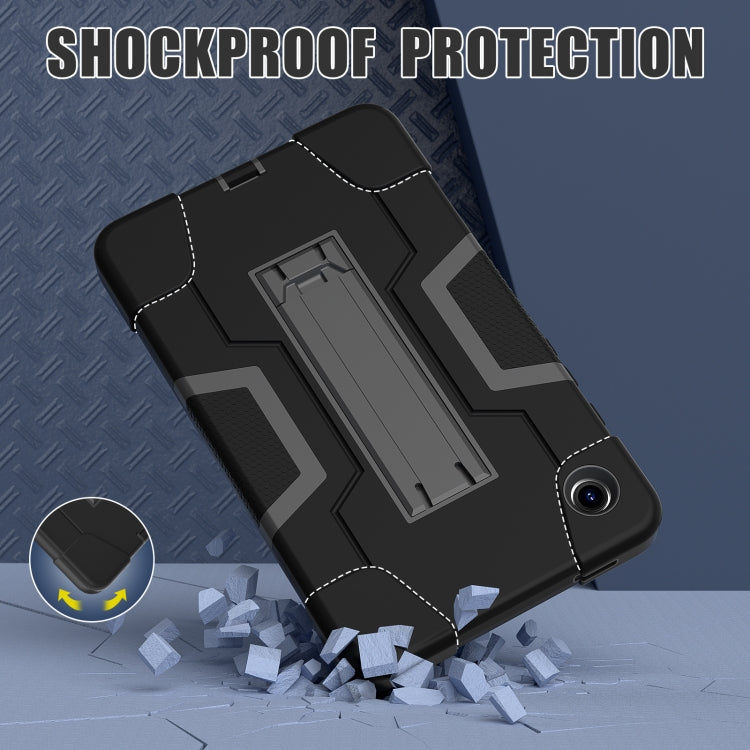 For Samsung Galaxy Tab A9 Contrast Color Silicone PC Tablet Case with Holder(Black) by bashfashion