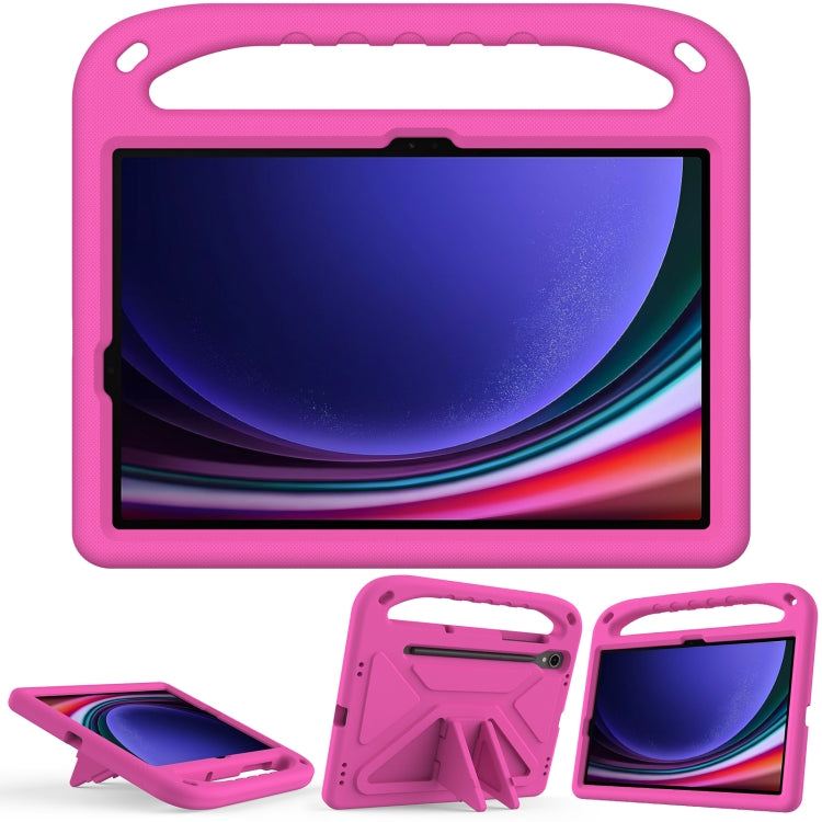 For Samsung Galaxy Tab S9 Handle EVA Shockproof Tablet Case with Holder(Rose Red) by bashfashion