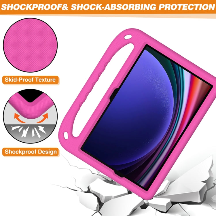 For Samsung Galaxy Tab S9 Handle EVA Shockproof Tablet Case with Holder(Rose Red) by bashfashion