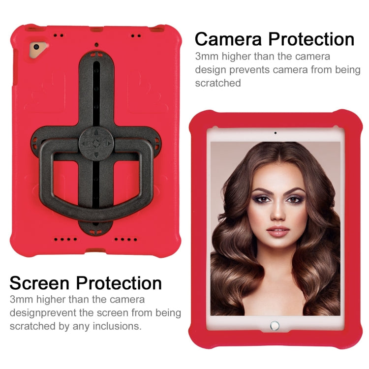 For iPad Air 2 / 9.7 2017 / 2018 Shield 360 Rotation Handle EVA Shockproof PC Tablet Case(Red Black) by bashfashion
