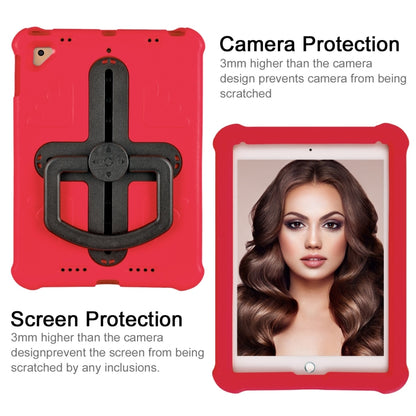 For iPad Air 2 / 9.7 2017 / 2018 Shield 360 Rotation Handle EVA Shockproof PC Tablet Case(Red Black) by bashfashion
