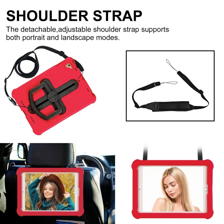 For iPad Air 2 / 9.7 2017 / 2018 Shield 360 Rotation Handle EVA Shockproof PC Tablet Case(Red Black) by bashfashion