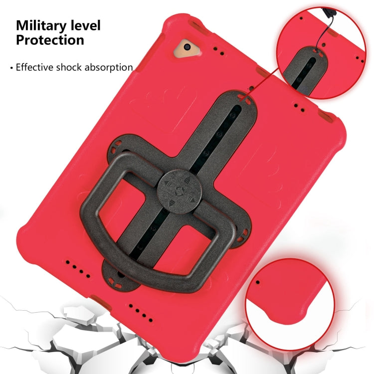 For iPad Air 2 / 9.7 2017 / 2018 Shield 360 Rotation Handle EVA Shockproof PC Tablet Case(Red Black) by bashfashion