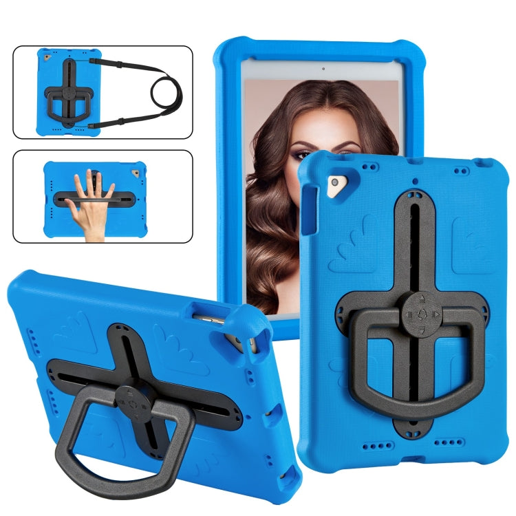 For iPad Air 2 / 9.7 2017 / 2018 Shield 360 Rotation Handle EVA Shockproof PC Tablet Case(Blue Black) by bashfashion