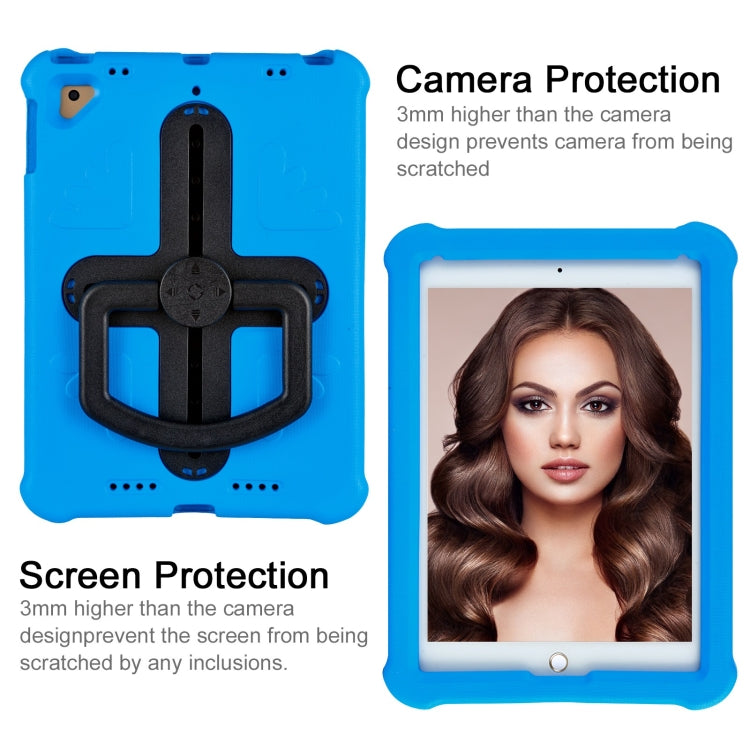 For iPad Air 2 / 9.7 2017 / 2018 Shield 360 Rotation Handle EVA Shockproof PC Tablet Case(Blue Black) by bashfashion