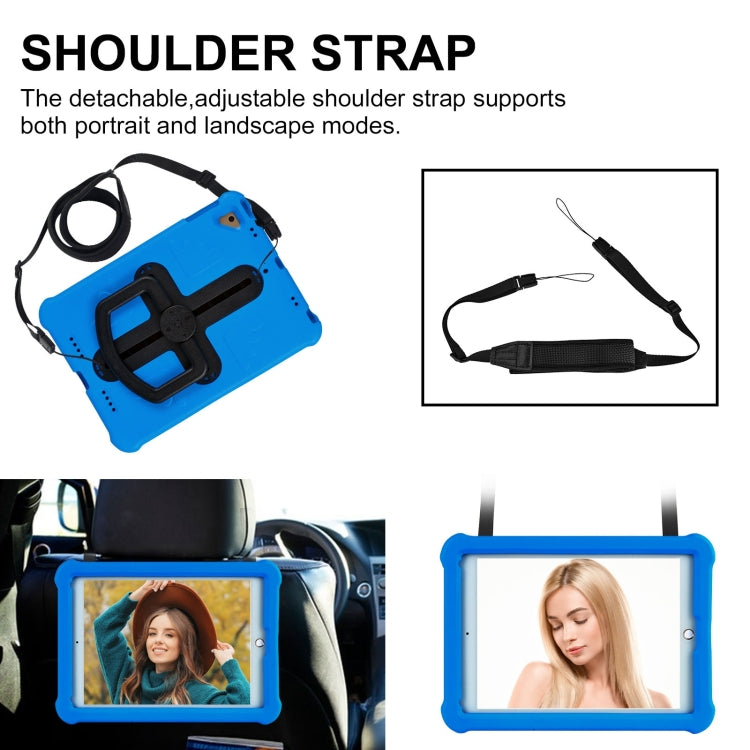 For iPad Air 2 / 9.7 2017 / 2018 Shield 360 Rotation Handle EVA Shockproof PC Tablet Case(Blue Black) by bashfashion