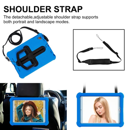 For iPad Air 2 / 9.7 2017 / 2018 Shield 360 Rotation Handle EVA Shockproof PC Tablet Case(Blue Black) by bashfashion