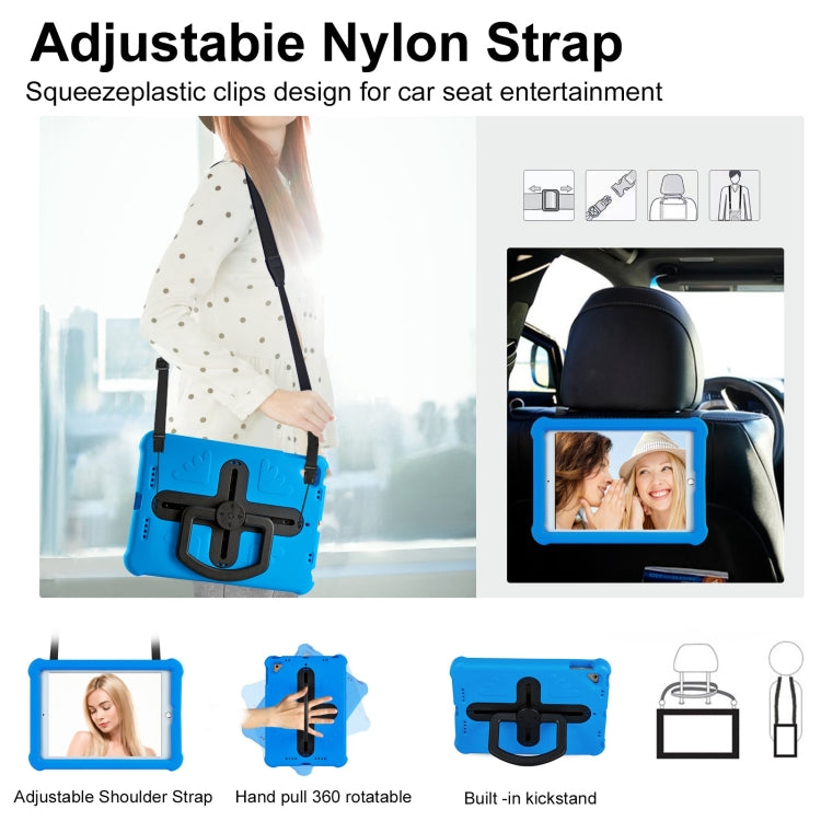 For iPad Air 2 / 9.7 2017 / 2018 Shield 360 Rotation Handle EVA Shockproof PC Tablet Case(Blue Black) by bashfashion