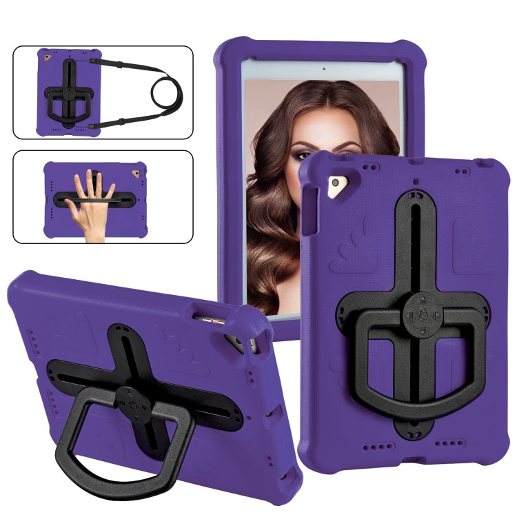 For iPad Air 2 / 9.7 2017 / 2018 Shield 360 Rotation Handle EVA Shockproof PC Tablet Case(Purple Black) by bashfashion
