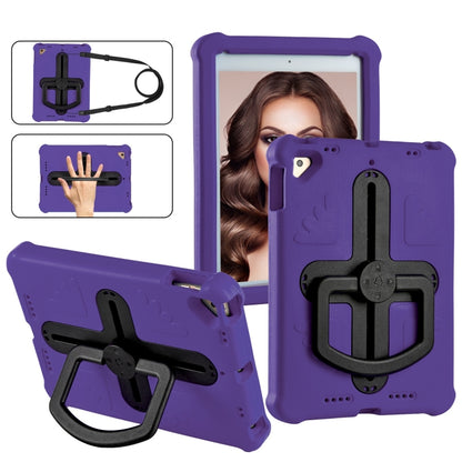 For iPad Air 2 / 9.7 2017 / 2018 Shield 360 Rotation Handle EVA Shockproof PC Tablet Case(Purple Black) by bashfashion
