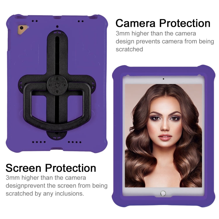 For iPad Air 2 / 9.7 2017 / 2018 Shield 360 Rotation Handle EVA Shockproof PC Tablet Case(Purple Black) by bashfashion