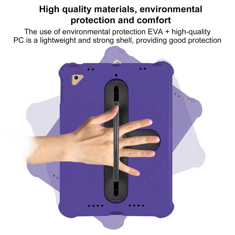 For iPad Air 2 / 9.7 2017 / 2018 Shield 360 Rotation Handle EVA Shockproof PC Tablet Case(Purple Black) by bashfashion