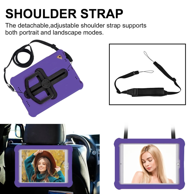 For iPad Air 2 / 9.7 2017 / 2018 Shield 360 Rotation Handle EVA Shockproof PC Tablet Case(Purple Black) by bashfashion