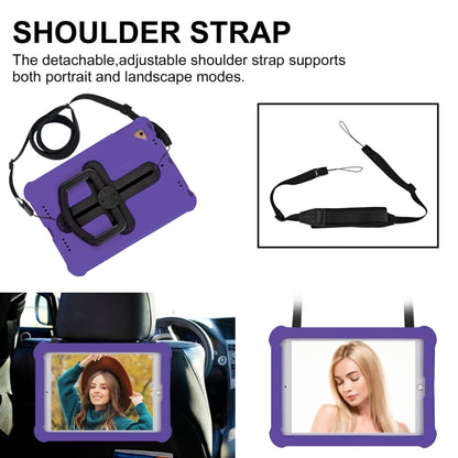 For iPad Air 2 / 9.7 2017 / 2018 Shield 360 Rotation Handle EVA Shockproof PC Tablet Case(Purple Black) by bashfashion