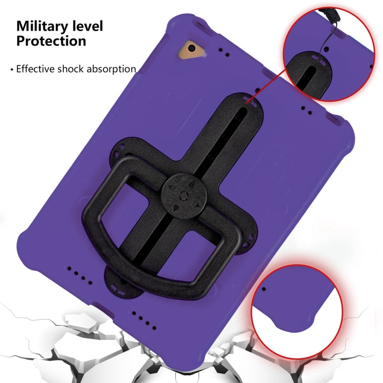 For iPad Air 2 / 9.7 2017 / 2018 Shield 360 Rotation Handle EVA Shockproof PC Tablet Case(Purple Black) by bashfashion