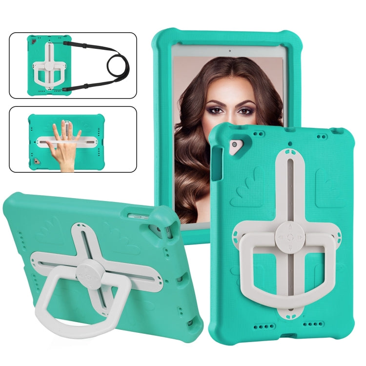 For iPad Air 2 / 9.7 2017 / 2018 Shield 360 Rotation Handle EVA Shockproof PC Tablet Case(Mint Green Beige) by bashfashion