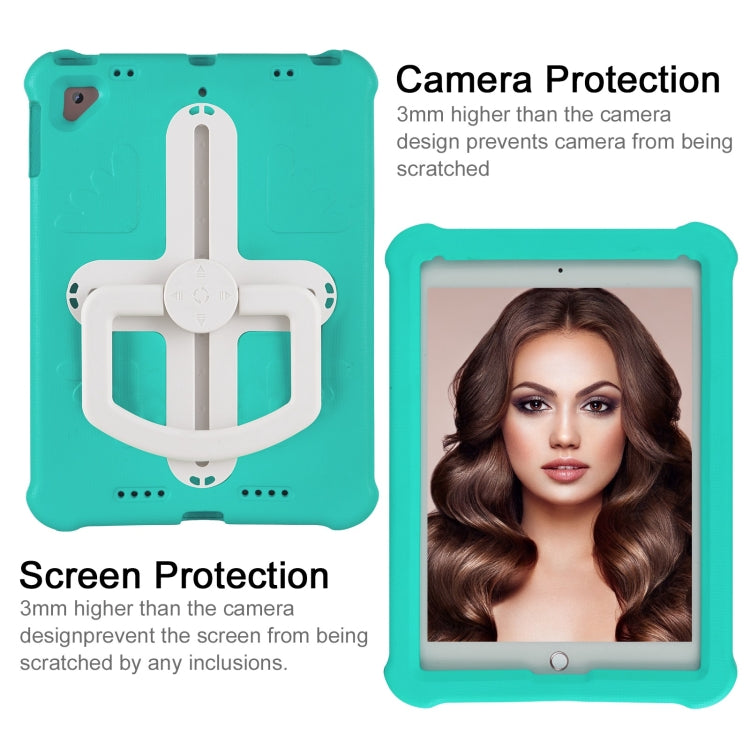 For iPad Air 2 / 9.7 2017 / 2018 Shield 360 Rotation Handle EVA Shockproof PC Tablet Case(Mint Green Beige) by bashfashion