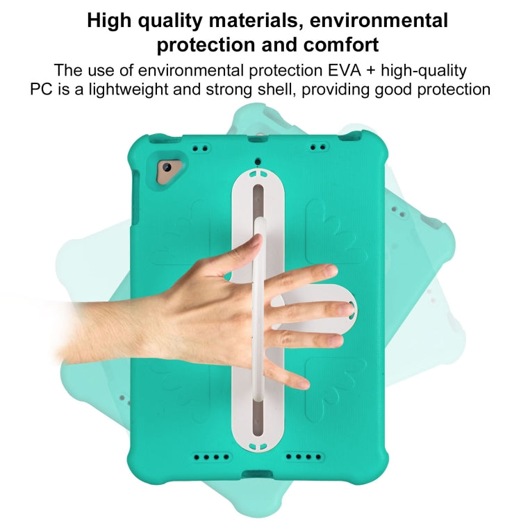 For iPad Air 2 / 9.7 2017 / 2018 Shield 360 Rotation Handle EVA Shockproof PC Tablet Case(Mint Green Beige) by bashfashion