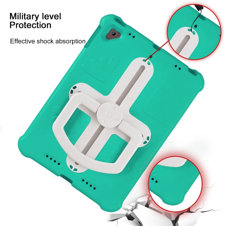 For iPad Air 2 / 9.7 2017 / 2018 Shield 360 Rotation Handle EVA Shockproof PC Tablet Case(Mint Green Beige) by bashfashion