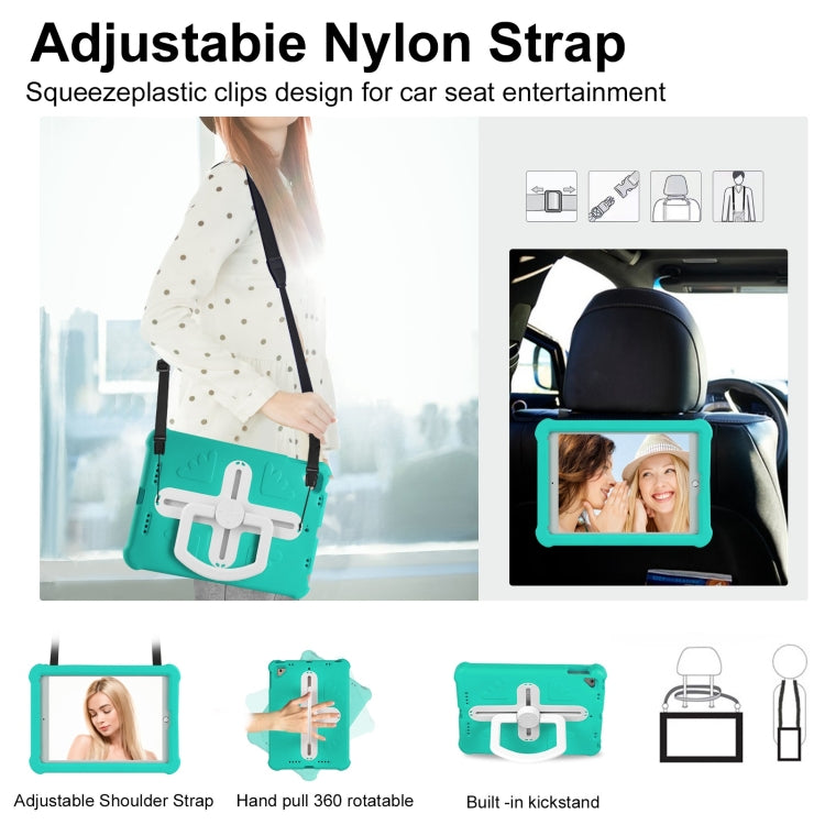 For iPad Air 2 / 9.7 2017 / 2018 Shield 360 Rotation Handle EVA Shockproof PC Tablet Case(Mint Green Beige) by bashfashion