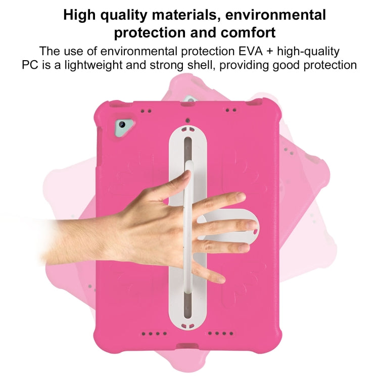 For iPad Air 2 / 9.7 2017 / 2018 Shield 360 Rotation Handle EVA Shockproof PC Tablet Case(Rose Red Beige) by bashfashion