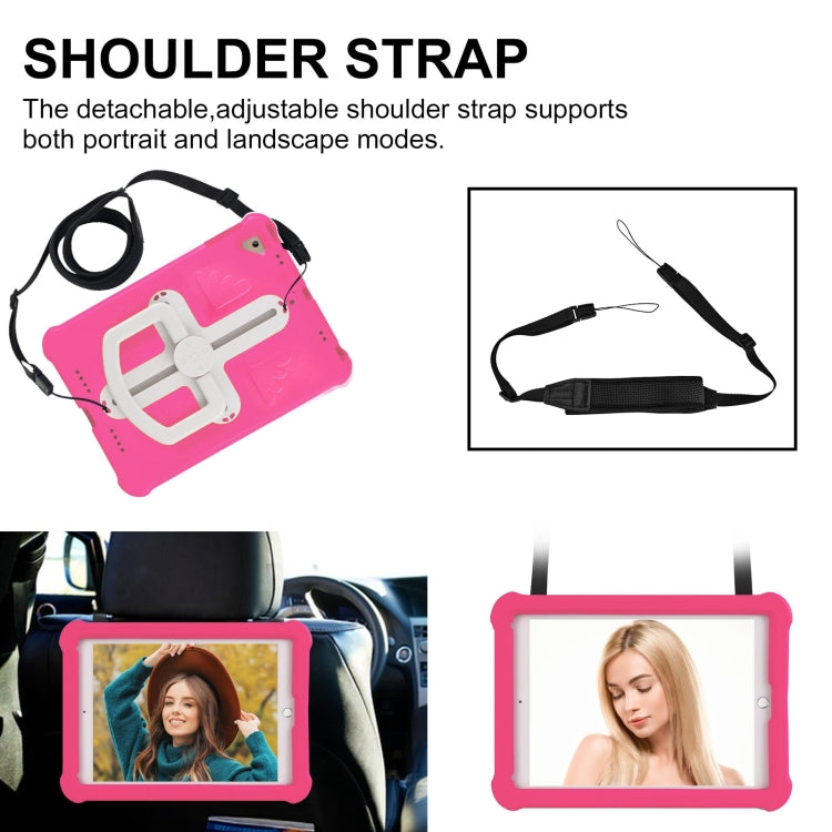 For iPad Air 2 / 9.7 2017 / 2018 Shield 360 Rotation Handle EVA Shockproof PC Tablet Case(Rose Red Beige) by bashfashion