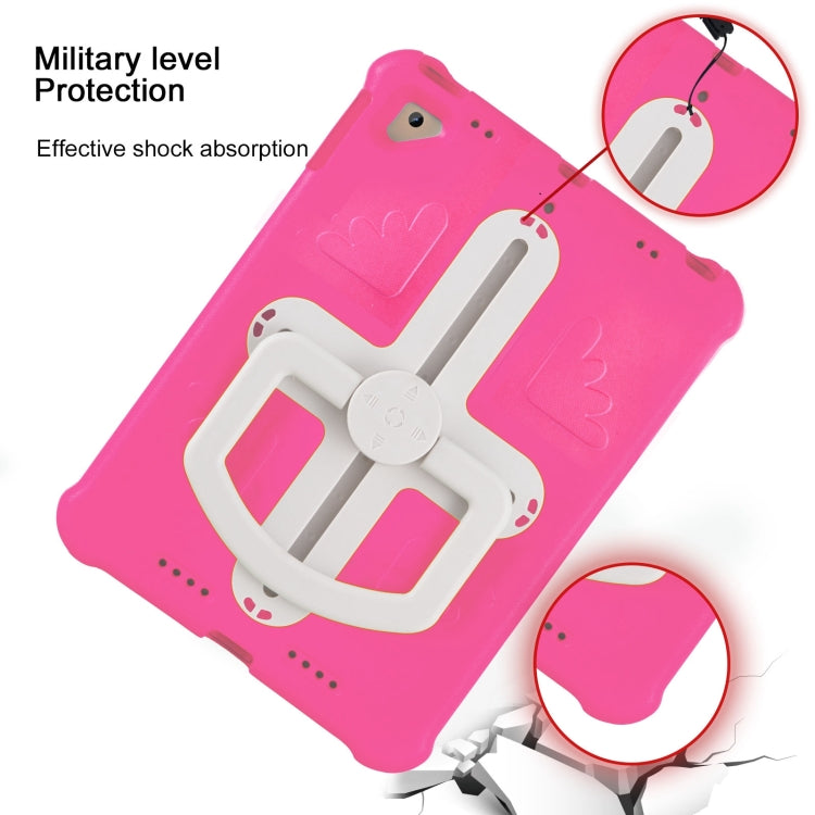 For iPad Air 2 / 9.7 2017 / 2018 Shield 360 Rotation Handle EVA Shockproof PC Tablet Case(Rose Red Beige) by bashfashion