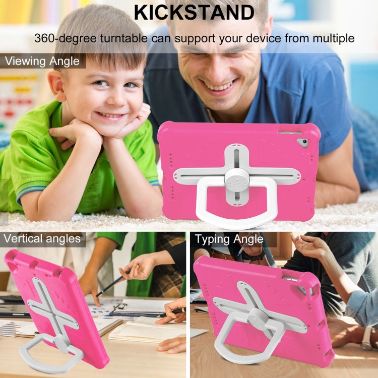 For iPad Air 2 / 9.7 2017 / 2018 Shield 360 Rotation Handle EVA Shockproof PC Tablet Case(Rose Red Beige) by bashfashion