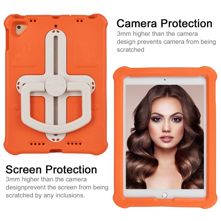 For iPad Air 2 / 9.7 2017 / 2018 Shield 360 Rotation Handle EVA Shockproof PC Tablet Case(Orange Beige) by bashfashion