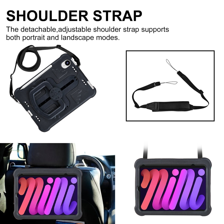 For iPad mini 6 2021 / mini 2024 Shield 360 Rotation Handle EVA Shockproof PC Tablet Case(Black) by bashfashion