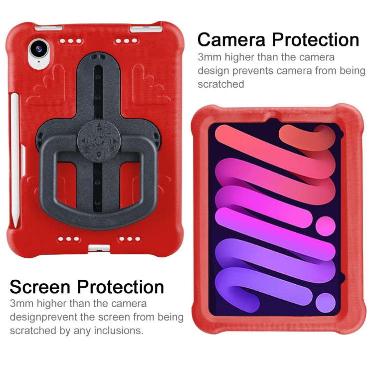 For iPad mini 6 2021 / mini 2024 Shield 360 Rotation Handle EVA Shockproof PC Tablet Case(Red Black) by bashfashion