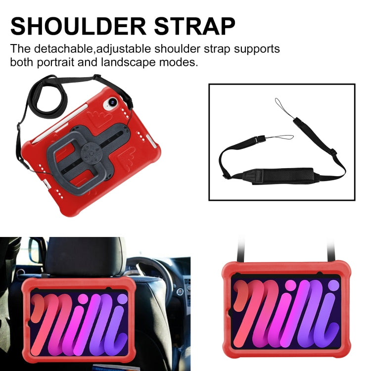 For iPad mini 6 2021 / mini 2024 Shield 360 Rotation Handle EVA Shockproof PC Tablet Case(Red Black) by bashfashion