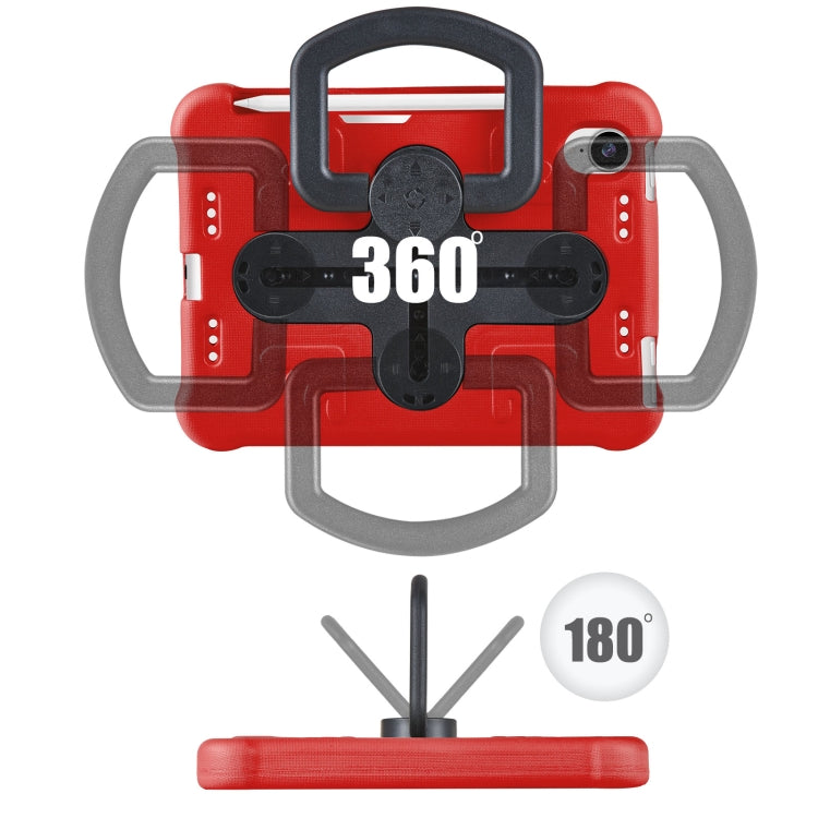 For iPad mini 6 2021 / mini 2024 Shield 360 Rotation Handle EVA Shockproof PC Tablet Case(Red Black) by bashfashion