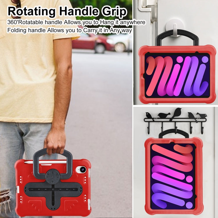 For iPad mini 6 2021 / mini 2024 Shield 360 Rotation Handle EVA Shockproof PC Tablet Case(Red Black) by bashfashion