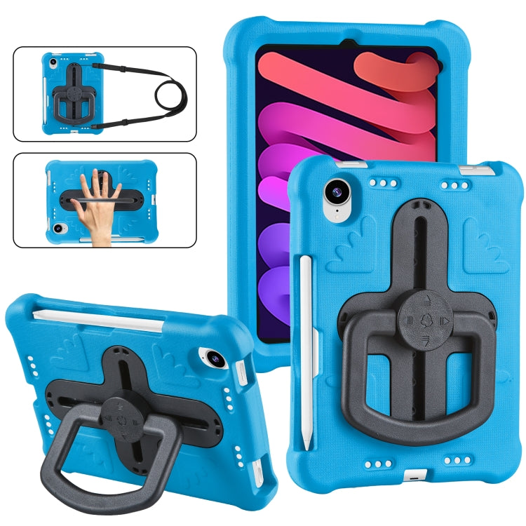 For iPad mini 6 2021 / mini 2024 Shield 360 Rotation Handle EVA Shockproof PC Tablet Case(Blue Black) by bashfashion