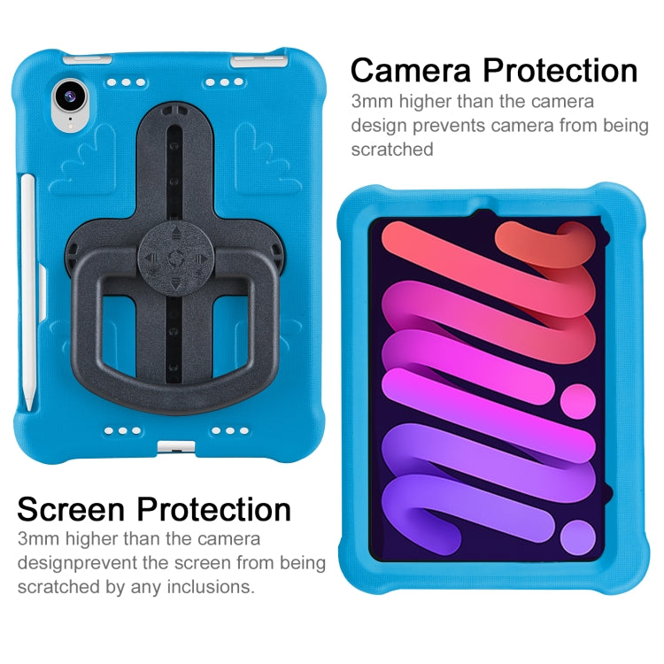 For iPad mini 6 2021 / mini 2024 Shield 360 Rotation Handle EVA Shockproof PC Tablet Case(Blue Black) by bashfashion