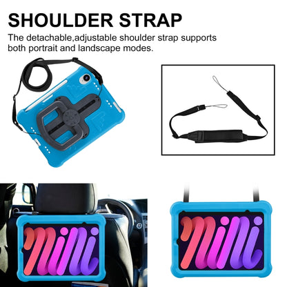 For iPad mini 6 2021 / mini 2024 Shield 360 Rotation Handle EVA Shockproof PC Tablet Case(Blue Black) by bashfashion