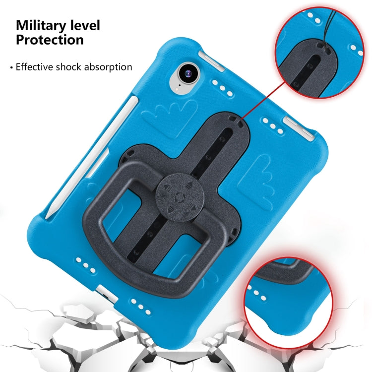 For iPad mini 6 2021 / mini 2024 Shield 360 Rotation Handle EVA Shockproof PC Tablet Case(Blue Black) by bashfashion