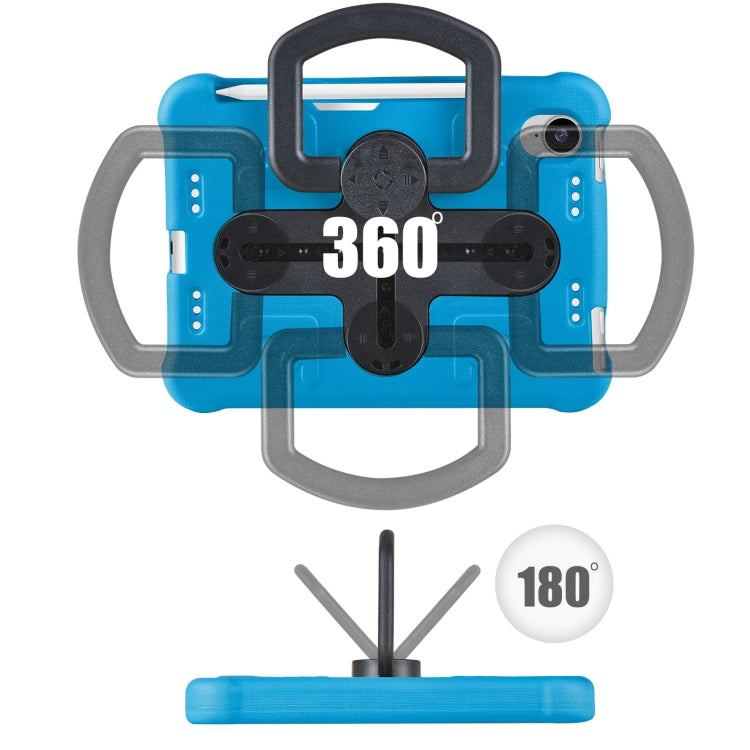 For iPad mini 6 2021 / mini 2024 Shield 360 Rotation Handle EVA Shockproof PC Tablet Case(Blue Black) by bashfashion