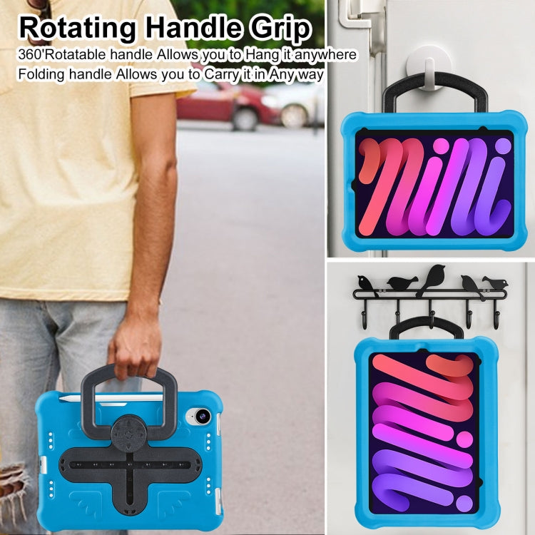 For iPad mini 6 2021 / mini 2024 Shield 360 Rotation Handle EVA Shockproof PC Tablet Case(Blue Black) by bashfashion